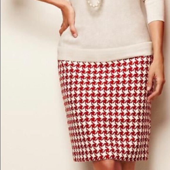 Talbots Dresses & Skirts - Talbots red houndstooth pencil skirt